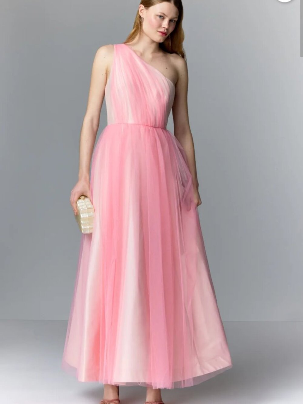Badgley Mischka One Shoulder Tulle Gown Size 0 MSRP $850